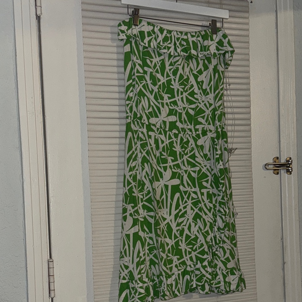 Green and White Lilly Pulitzer Dragon Fly Patterned Sun Dress XL